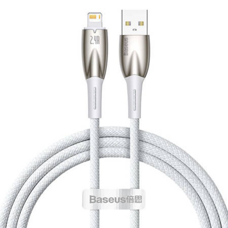Καλώδιο Data Baseus Glimmer Series USB to Lightning Cable 2.4A 1m (CADH000202) White