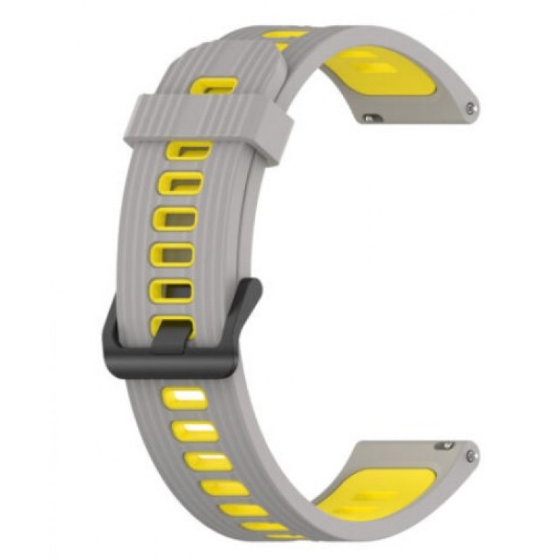 Ανταλλακτικό λουράκι QuickFit Sport Strap Grey/Yellow για Samsung Galaxy Watch3(45mm)/Watch(46mm)/Huawei Watch 3 (46mm)/ Watch 3 Pro (48mm)/GT 2/Pro/Honor GS Pro/Amazfit GTR 3 (46mm)/GTR 3 Pro/GTR(47mm)/ Stratos 3(48mm) (22mm)