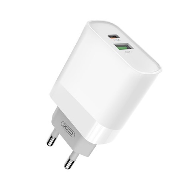 Φορτιστής Ταξιδιού XO L64 1x USB & 1x USB-C 20W White
