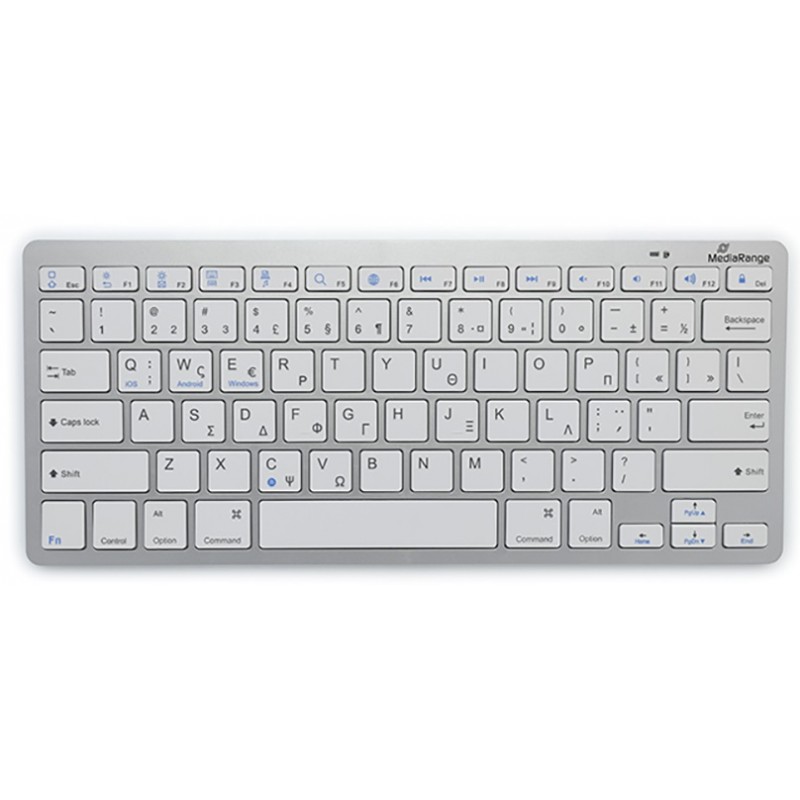 Ασύρματο Πληκτρολόγιο MediaRange Bluetooth Keyboard Compact-sized  Ultra Flat Keys Silver (MROS132-GR)