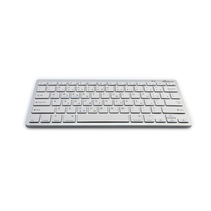 Ασύρματο Πληκτρολόγιο MediaRange Bluetooth Keyboard Compact-sized  Ultra Flat Keys Silver (MROS132-GR)
