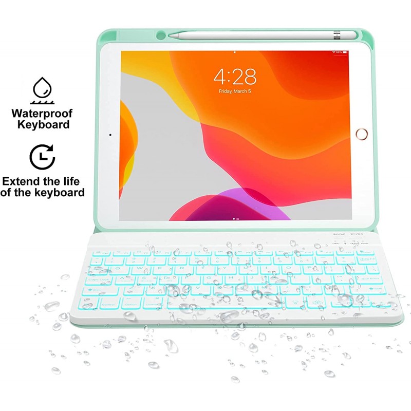 Θήκη Πληκτρολογίου/ Υποδοχή Γραφίδας & Keyboard QWERTY Apple iPad 10.2" (19/20/21) Green