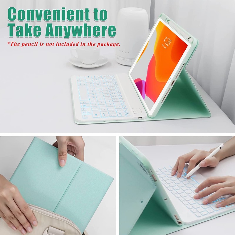 Θήκη Πληκτρολογίου/ Υποδοχή Γραφίδας & Keyboard QWERTY Apple iPad 10.2" (19/20/21) Green