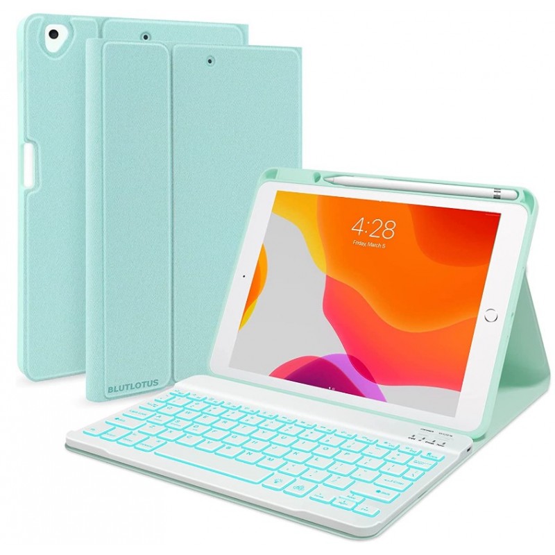 Θήκη Πληκτρολογίου/ Υποδοχή Γραφίδας & Keyboard QWERTY Apple iPad 10.2" (19/20/21) Green