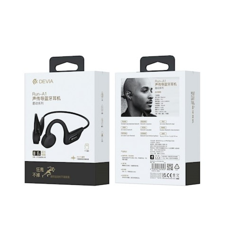 Ακουστικά Devia bluetooth earphones Run-A1 with bone conduction Black