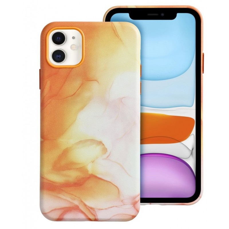 Θήκη Leather Apple iPhone 11 (6.1") Orange Splash