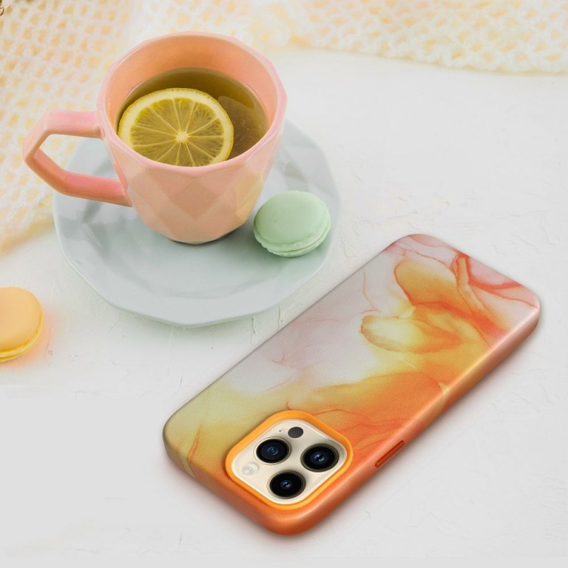 Θήκη Leather Apple iPhone 11 (6.1") Orange Splash