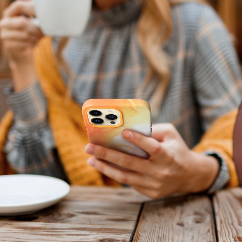 Θήκη Leather Apple iPhone 11 (6.1") Orange Splash