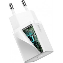 Φορτιστής Ταξιδιού Baseus Super Si 1C USB-C 20W White (CCSUP-B02)