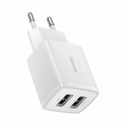 Φορτιστής Ταξιδιού Baseus Compact wall charger 2xUSB 10,5W White (CCXJ010202)
