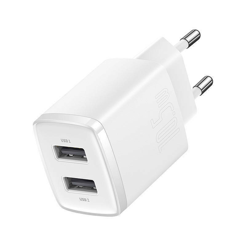 Φορτιστής Ταξιδιού Baseus Compact wall charger 2xUSB 10,5W White (CCXJ010202)