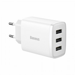Φορτιστής Ταξιδιού Baseus Compact Wall Charger 3xUSB 17W White (CCXJ020102)