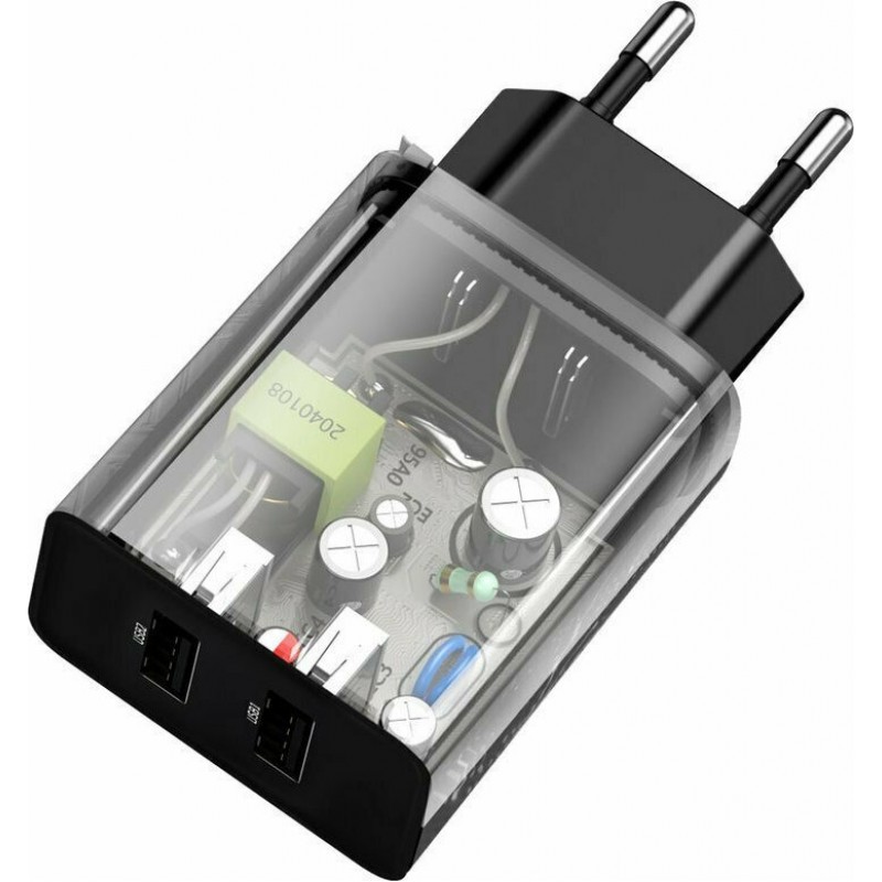 Φορτιστής Ταξιδιού Baseus Compact wall charger 2xUSB 10,5W Black (CCXJ010202)