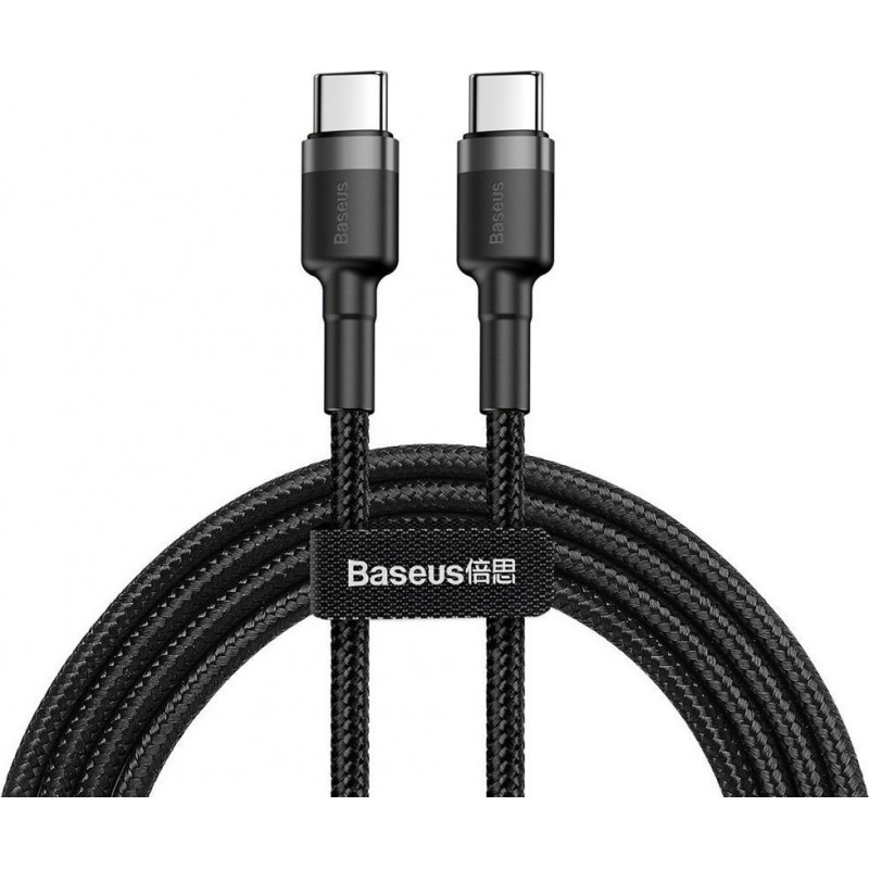 Καλώδιο Data Baseus Cafule Braided Series Type-C to Type-C 60W CATKLF-GG1 1m Black