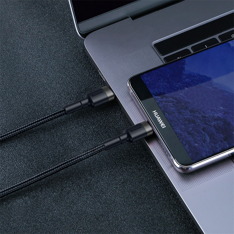 Καλώδιο Data Baseus Cafule Braided Series Type-C to Type-C 60W CATKLF-GG1 1m Black