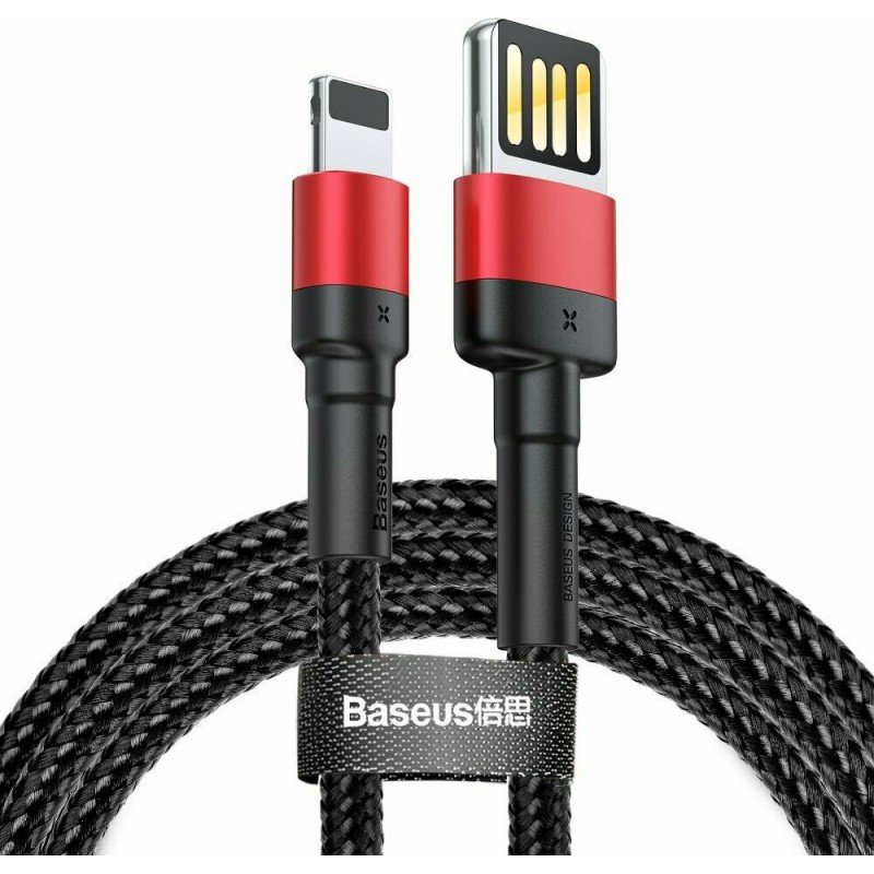 Καλώδιο Data Baseus Double-sided USB Lightning Cable 2,4A 1m (CALKLF-G91) Black/Red