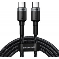 Καλώδιο Data Baseus Cafule Braided Type-C to Type-C 100W 2m Black  (CATKLF-ALG1)