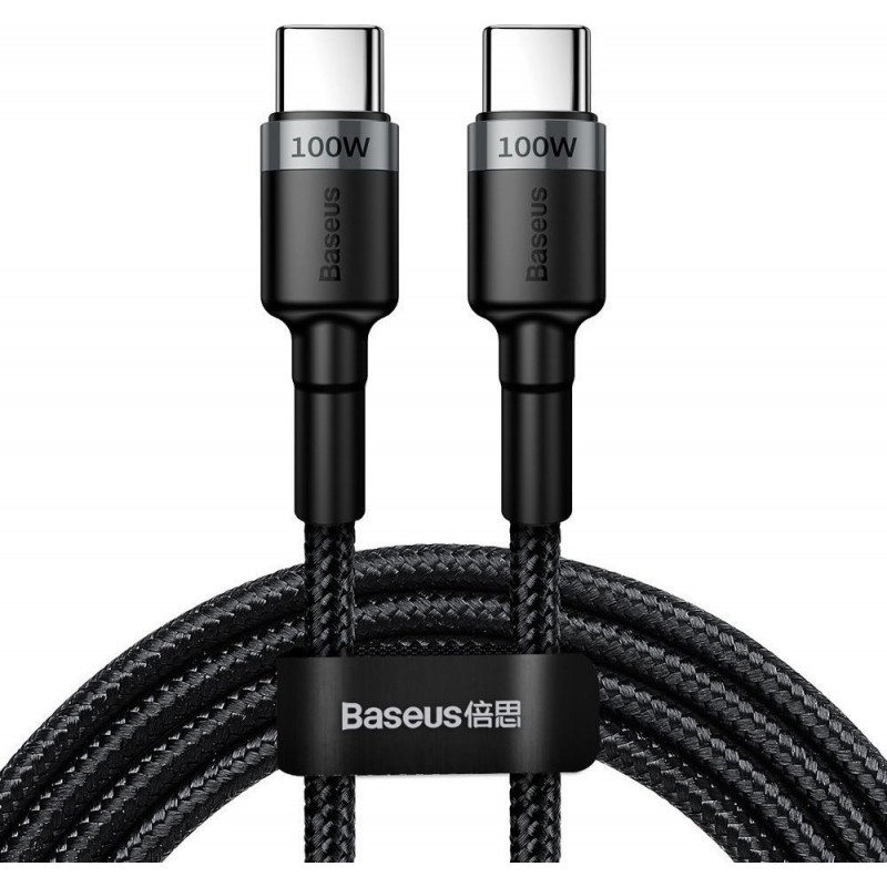 Καλώδιο Data Baseus Cafule Braided Type-C to Type-C 100W 2m Black  (CATKLF-ALG1)