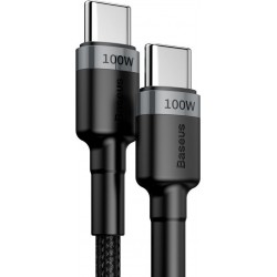 Καλώδιο Data Baseus Cafule Braided Type-C to Type-C 100W 2m Black  (CATKLF-ALG1)