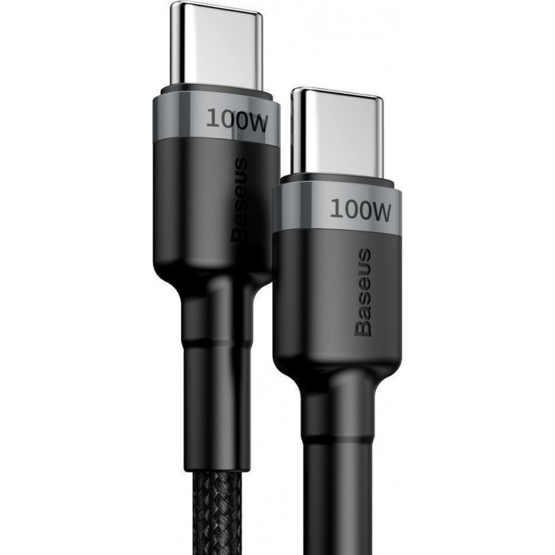 Καλώδιο Data Baseus Cafule Braided Type-C to Type-C 100W 2m Black  (CATKLF-ALG1)
