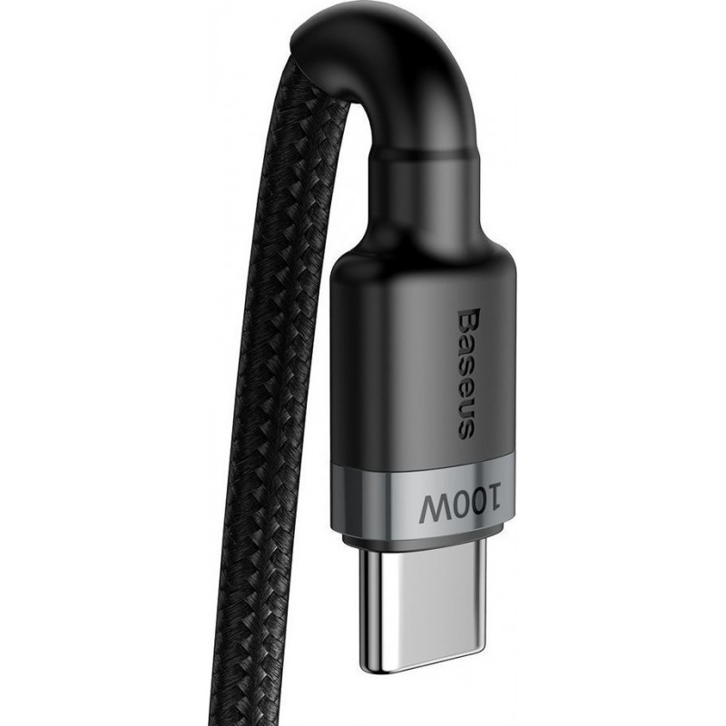 Καλώδιο Data Baseus Cafule Braided Type-C to Type-C 100W 2m Black  (CATKLF-ALG1)