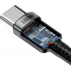 Καλώδιο Data Baseus Cafule Braided Type-C to Type-C 100W 2m Black  (CATKLF-ALG1)