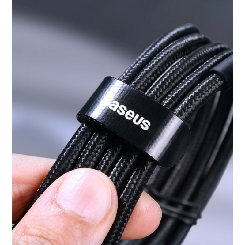 Καλώδιο Data Baseus Cafule Braided Type-C to Type-C 100W 2m Black  (CATKLF-ALG1)