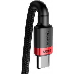 Καλώδιο Data Baseus Cafule Braided Type-C to Type-C 100W 2m Black/Red (CATKLF-AL91)