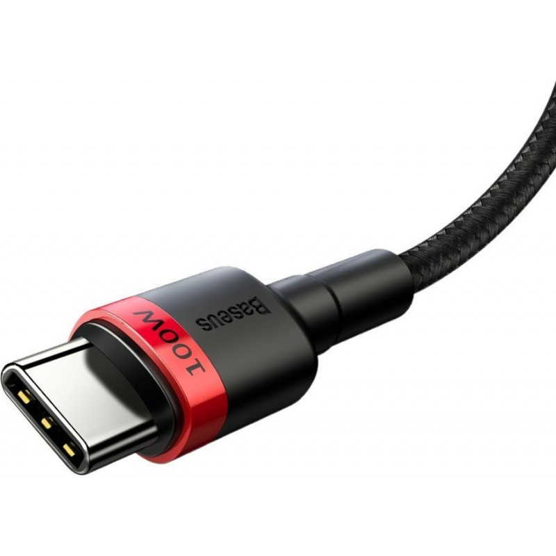 Καλώδιο Data Baseus Cafule Braided Type-C to Type-C 100W 2m Black/Red (CATKLF-AL91)