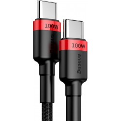 Καλώδιο Data Baseus Cafule Braided Type-C to Type-C 100W 2m Black/Red (CATKLF-AL91)