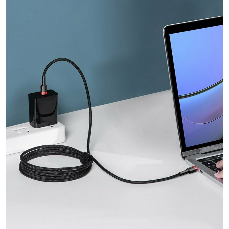 Καλώδιο Data Baseus Cafule Braided Type-C to Type-C 100W 2m Black/Red (CATKLF-AL91)