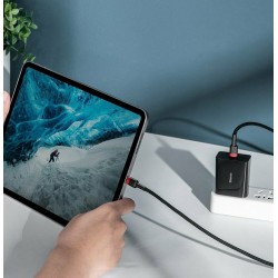 Καλώδιο Data Baseus Cafule Braided Type-C to Type-C 100W 2m Black/Red (CATKLF-AL91)