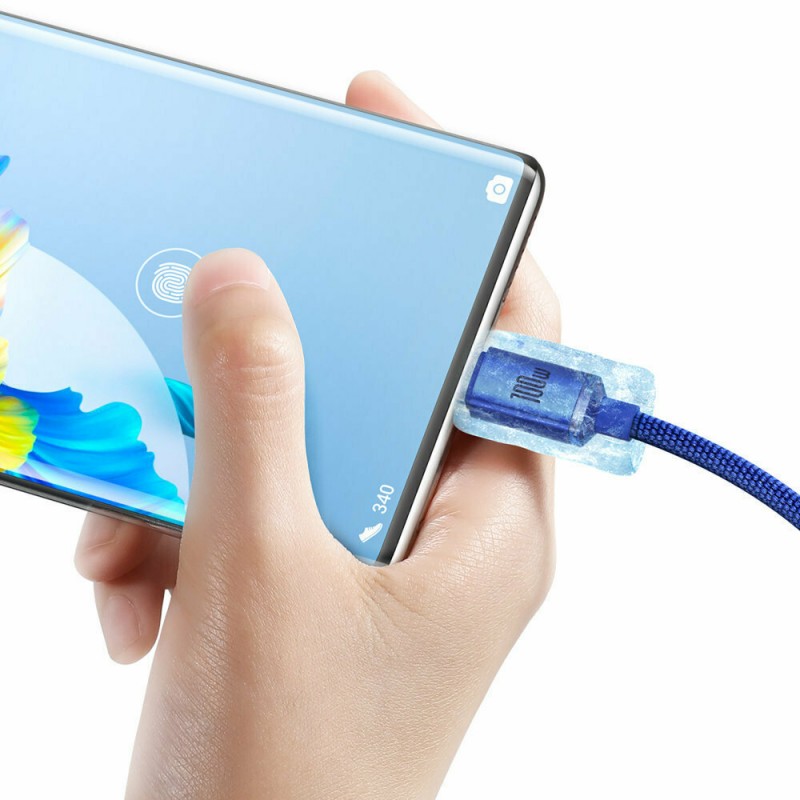 Καλώδιο Data Baseus Crystal Shine USB to Type-C 1.2m Blue (CAJY000403)