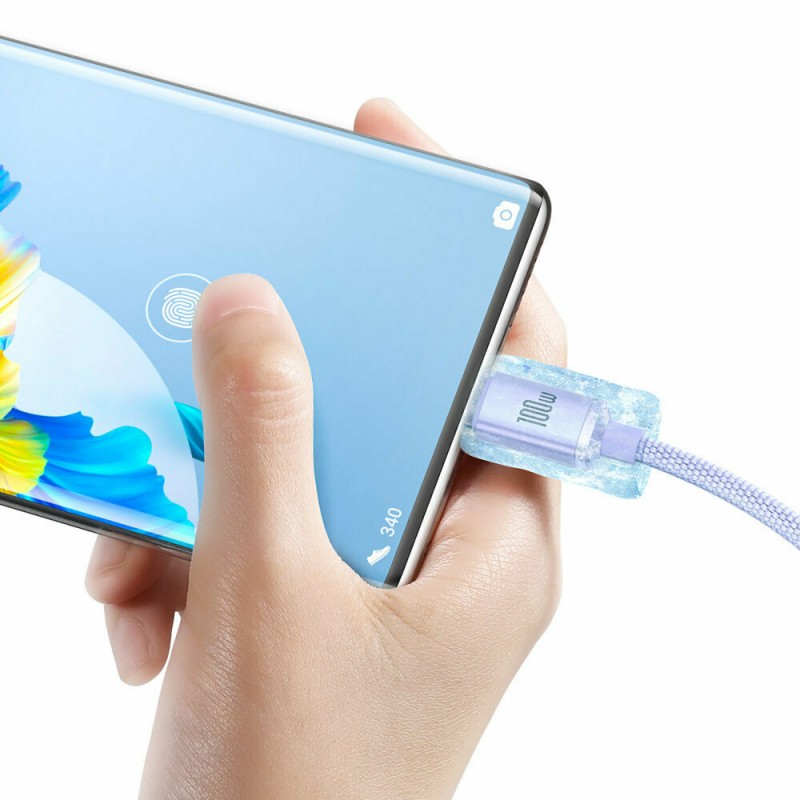 Καλώδιο Data Baseus Crystal Shine USB to Type-C 1.2m Purple (CAJY000405)