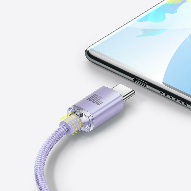 Καλώδιο Data Baseus Crystal Shine USB to Type-C 1.2m Purple (CAJY000405)
