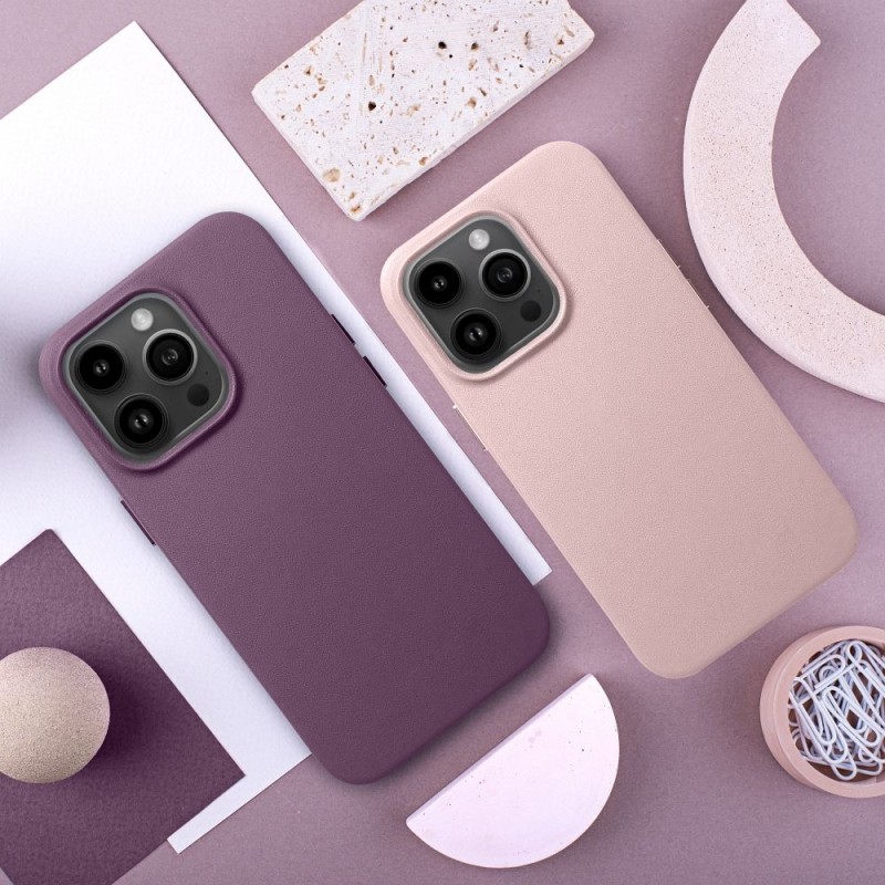Θήκη Leather Cover with MagSafe Magnet Apple iPhone 12 Pro Max (6.7") Sand Pink