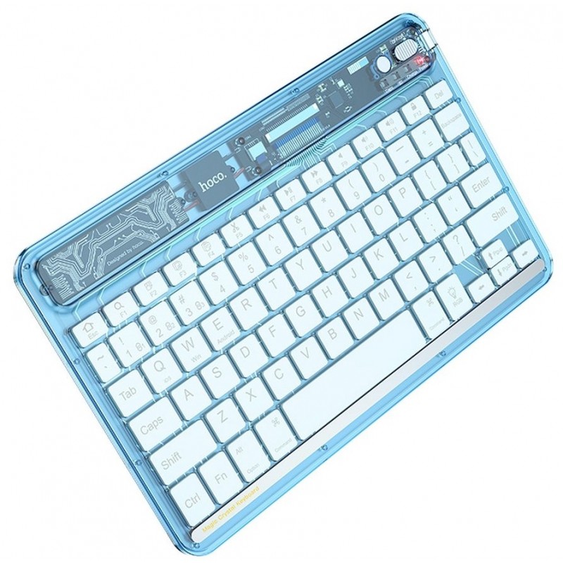Ασύρματο Πληκτρολόγιο HOCO Bluetooth Keyboard Transparent Discovery S55 Blue