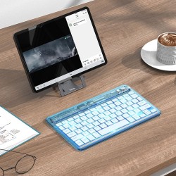 Ασύρματο Πληκτρολόγιο HOCO Bluetooth Keyboard Transparent Discovery S55 Blue