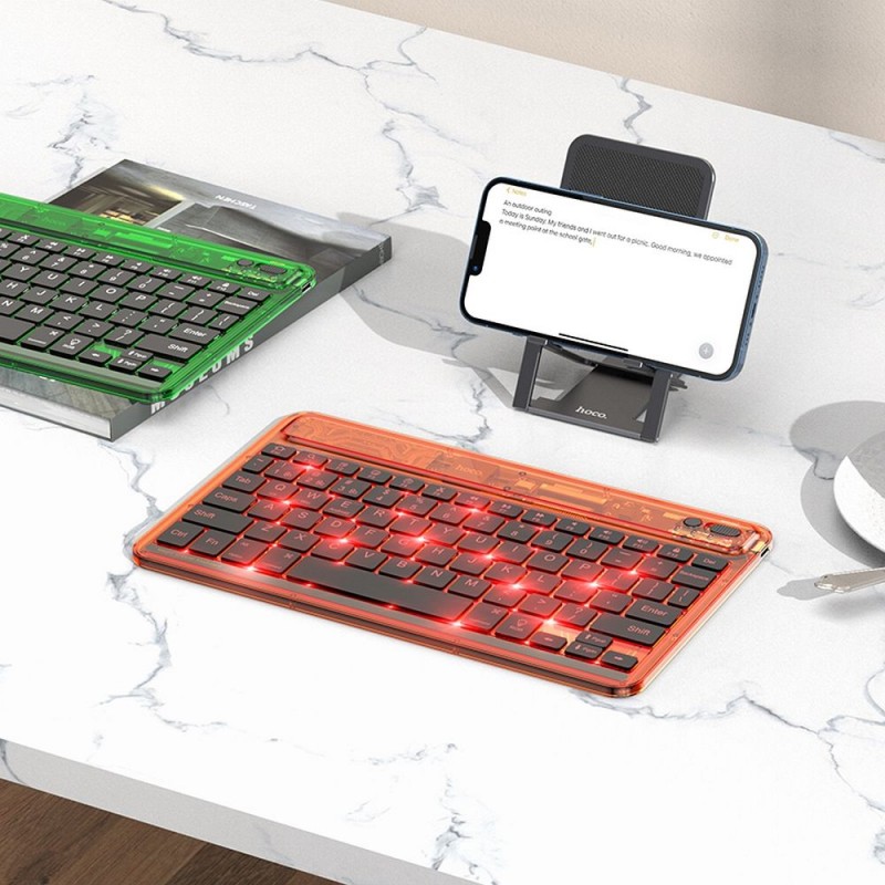 Ασύρματο Πληκτρολόγιο HOCO Bluetooth Keyboard Transparent Discovery S55 Citrus