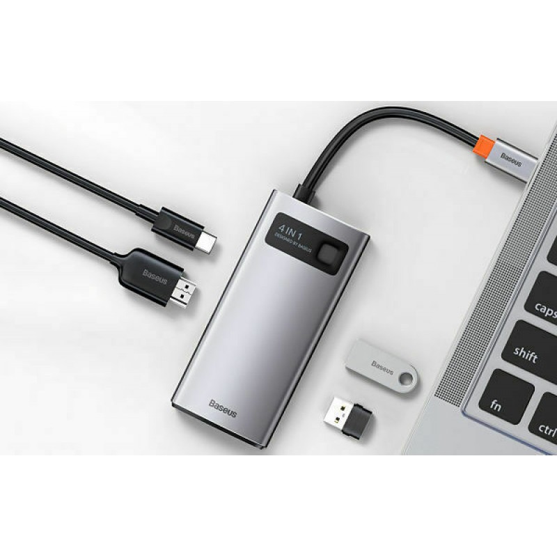 Αντάπτορας Baseus Hub 4in1 Baseus Metal Gleam Series, USB-C to USB 3.0 + USB 2.0 + HDMI + USB-C PD