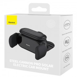 Βάση Αυτοκινήτου Baseus Car Holder για Αεραγωγό με Ρυθμιζόμενα Άγκιστρα και Ασύρματη Φόρτιση (SUGP010001) Steel Cannon Pro Solar Black