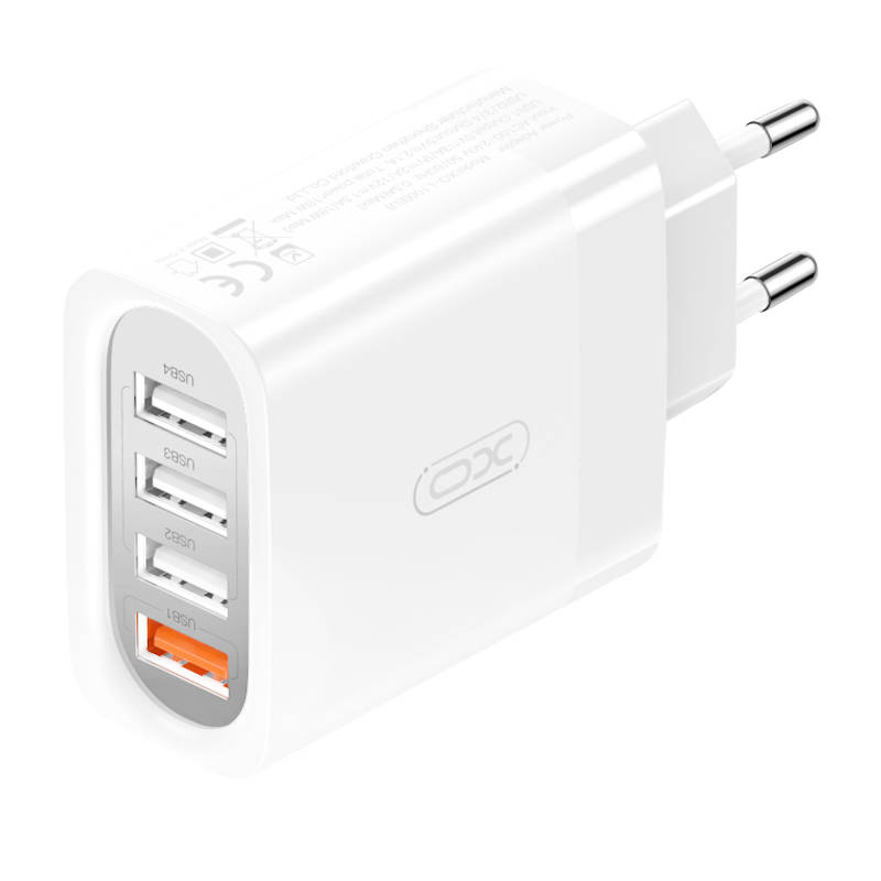 Φορτιστής Ταξιδιού XO Adapter QC 3.0 & 3USB 2.4A White
