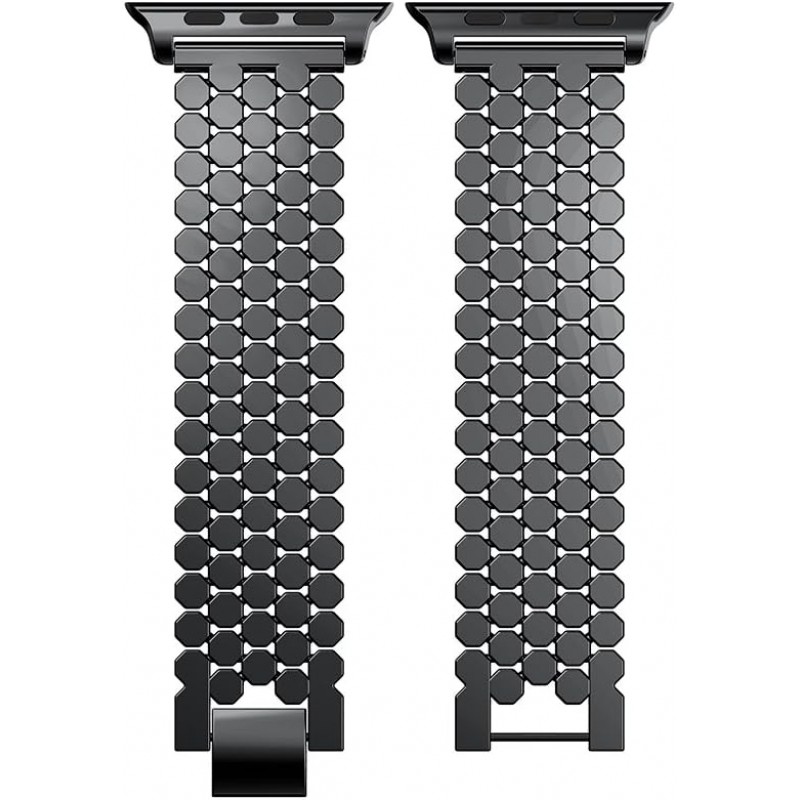Ανταλλακτικό λουράκι QuickFit Stainless Steel Fish Scale Type Apple Watch 1/2/3/4/5/6/SE/7/8/Ultra (42/44/45/49mm) Black