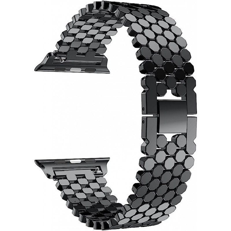 Ανταλλακτικό λουράκι QuickFit Stainless Steel Fish Scale Type Apple Watch 1/2/3/4/5/6/SE/7/8/Ultra (42/44/45/49mm) Black