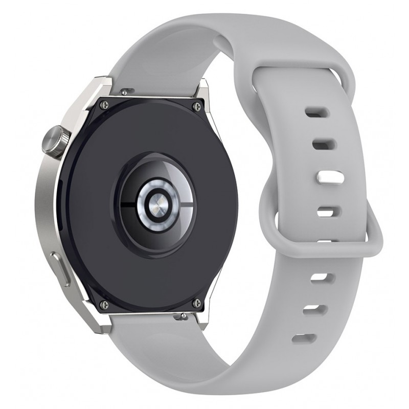 Ανταλλακτικό λουράκι QuickFit Silicone Butterfly Buckle για Samsung Galaxy Watch5 (40mm & 42mm)/Watch4 (40mm & 44mm)/ Watch4 Classic (42mm & 46mm)/ Watch3(41mm)/Active 2(40/44mm)/Amazfit GTS 3 (43mm)/GTR(42mm) Grey (20mm)