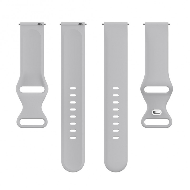 Ανταλλακτικό λουράκι QuickFit Silicone Butterfly Buckle για Samsung Galaxy Watch5 (40mm & 42mm)/Watch4 (40mm & 44mm)/ Watch4 Classic (42mm & 46mm)/ Watch3(41mm)/Active 2(40/44mm)/Amazfit GTS 3 (43mm)/GTR(42mm) Grey (20mm)