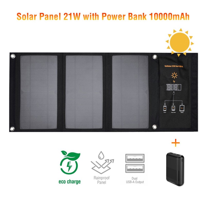 Εξωτερική Μπαταρία 4smarts Solar Panel VoltSolar 21W with PowerBank Set 10000mAh Black (540531)