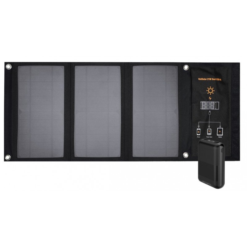 Εξωτερική Μπαταρία 4smarts Solar Panel VoltSolar 21W with PowerBank Set 10000mAh Black (540531)