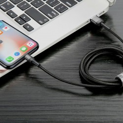 Καλώδιο Φόρτισης Baseus CALKLF-GG1 Cafule Series USB to Lightning Cable 2,4A 1m Grey/Black