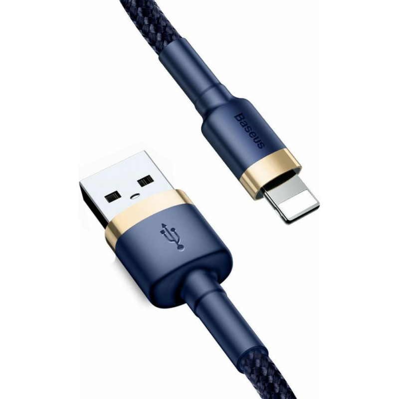 Καλώδιο Data Baseus Braided Cafule Series USB to Lightning Cable 2.4A 1m (CALKLF-BV3) Gold/Dark Blue